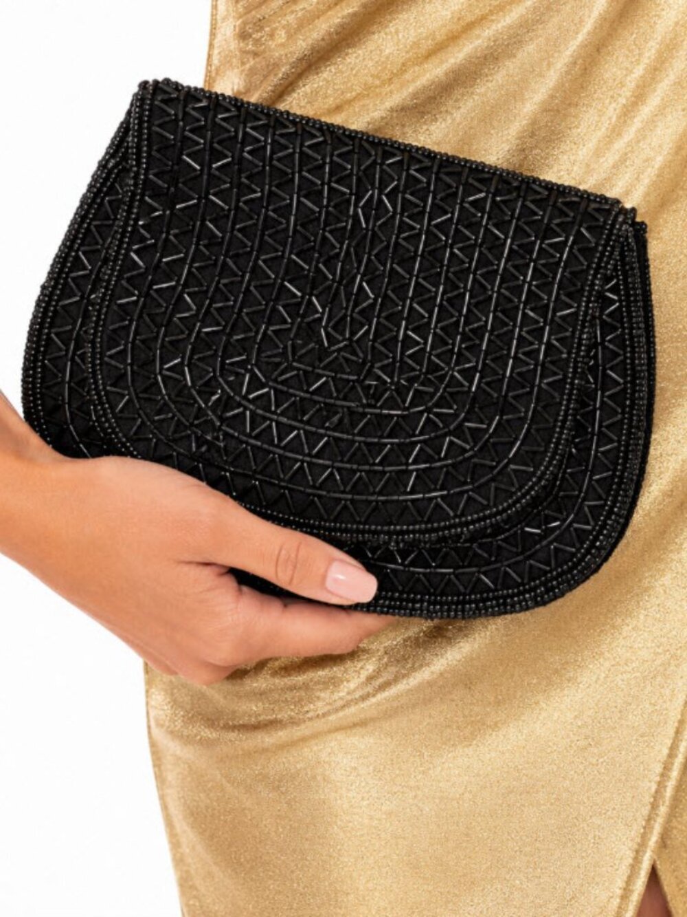 Black Beaded Clutch